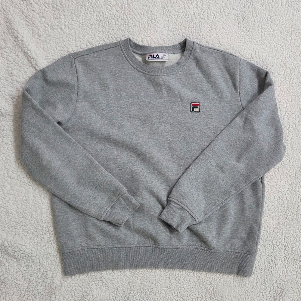 FILA Gray Crewneck Sweatshirt Large Classic Logo Pullover‎ Comfy Womenswear